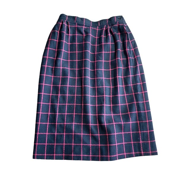 Pendleton Virgin Wool Women Size 12 Skirt Short Pencil BLACK PINK Waist 28" - Picture 4 of 9